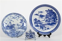 Two Chinese Platters and Incense Burner