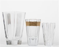 Three Crystal Vases - Moser - Tiffany - Orrefors
