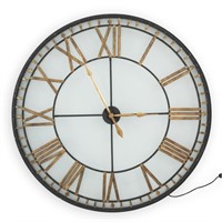 Gilt Metal, Iron and Glass Station Clock