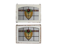 Pair Stained Glass Transom Windows