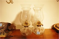 PAIR GLASS OIL LAMPS