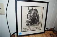 FRAMED AND MATTED HORSE HEAD PRINT 15" X 17"