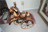 CARVED WOODEN HORSE TRICYCLE