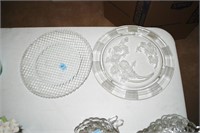 CLEAR DEPRESSION GLASS CAKE PLATE AND SERVING
