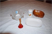MISC. LOT: WOOD BOWL, SALVATION ARMY BELL, ETC.