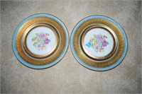 2 DECORATIVE PLATES BY THE WHEELING GLASS CO.