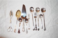11 PC. OF ASSORTED SILVERPLATE FLATWARE SERVING