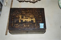 ANTIQUE CHINESE TEA CADDY WITH TIN INSERTS