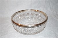 8" CUT CRYSTAL BOWL WITH POSSIBLE STERLING RING