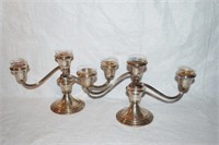 PAIR GORHAM STERLING - 3 ARM CANDLEABRAS WEIGHTED