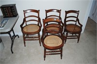 4 VICTORIAN WOVEN CANE SEAT DINING CHAIRS 4 TIMES