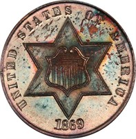 3CS 1869 PCGS MS64 CAC EX 1994 COLLECTION