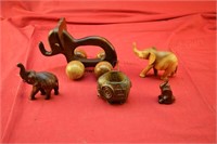 Lot of 5 Wooden Elephants