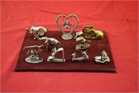 Lot of 9 Pewter and Brass Collectible Elephants