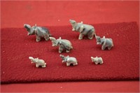 Lot of 7 Carved Elephant Miniatures