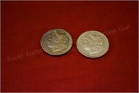 (2) Morgan Silver Dollars - 1880, 1880s