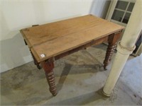 ANTIQUE TABLE APPROX 4' X 27" NEEDS WORK