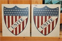 Two Metal Signs of Patriotic Shield with