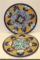 Two Hand Painted Ceramic Chargers with