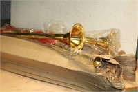 Four Brass Finish Christmas Trumpets