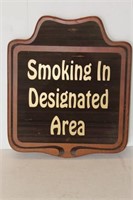 Smoking in Designated Area Wood Sign