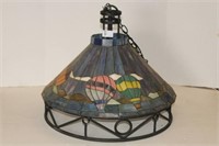 Ceiling Light Fixture with Leaded Glass