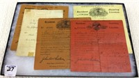 Group of 5 Old Illinois Hunting Licenses