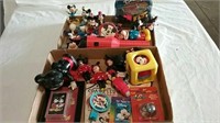 Two boxes Mickey Mouse figurines, toys and