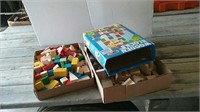 Two boxes wooden blocks