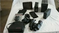 Vintage cameras and binoculars