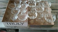 Two boxes of glass stemware and cups