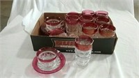 Ruby flash glasses, cups and saucers