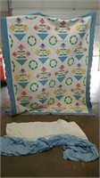 Quilted bedspread with bed skirt