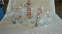 beer glasses, glass milk bottles and miscellaneous