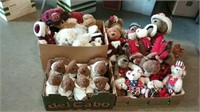 4 boxes of stuffed bears and other animals