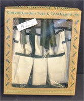 Canvas Garden Tote With Garden Tools New