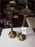 2 LARGE BRASS PLATTED CANDLE HOLDERS