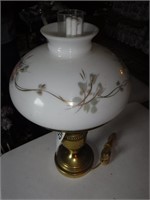 BRASS TABLE LAMP W/ GLASS SHADE