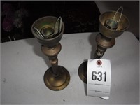 2 SMALLER BRASS CANDLE HOLDERS