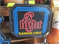 RAINIER LIGHT BEER LIGHTED SIGN