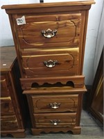 Lot with two, solid cedar wood, 2-drawer nightstan