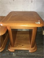 Solid wood side table with patterned inlay 26x23x2