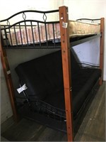Solid wood & metal futon/bunkbed, full size with m