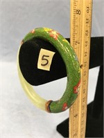 Jade and cloisonné bangle bracelet   (k 15)