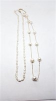 Pair 14K Gold Necklace with Pearls