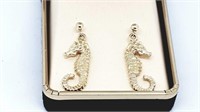 14K Gold Seahorse Earrings No Backs