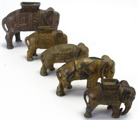 Five Cast Iron and Metal Elephant Still Banks