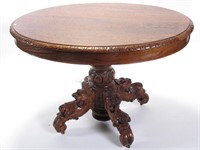 Carved Antique English Oak Console Table