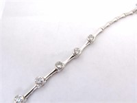 14K White Gold Diamond Bracelet, 1CT