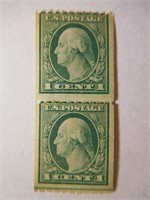 Pair of 1918 George Washington (green) $.01 stamp